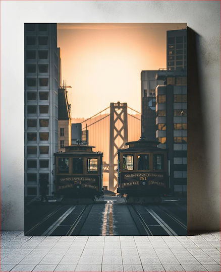 Πίνακας San Francisco Cable Cars At Sunset Τελεφερίκ Του Σαν Φρανσίσκο Στο Ηλιοβασίλεμα 40x65