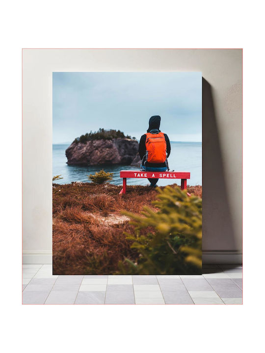 Panou Man Sitting On Bench By Sea Bărbat Stând Pe Bancă Lângă Mare 70x100