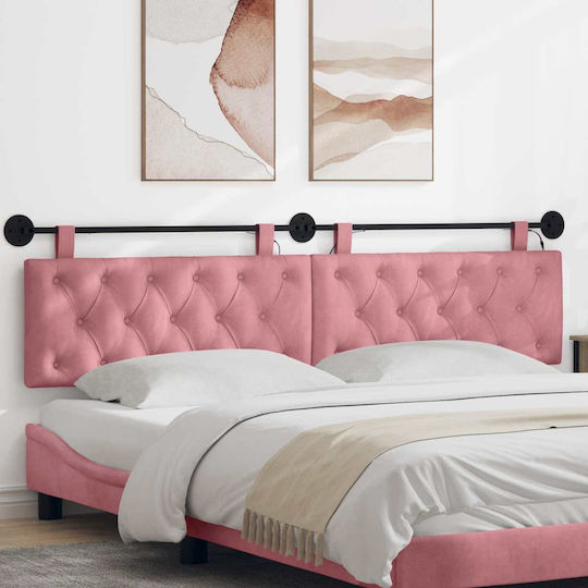 vidaXL LED Headboard Pillow Fabric Pink 210x55cm