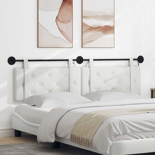 vidaXL Leather Bed Headboard Cushion White 170x55cm