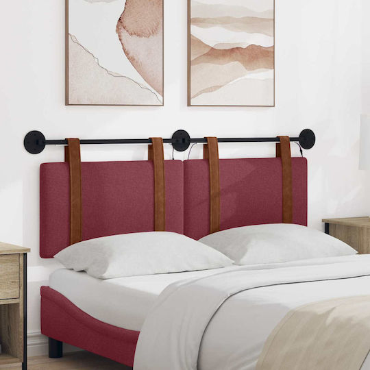 vidaXL Wooden Red Bed Headboard Pillow 130x55cm