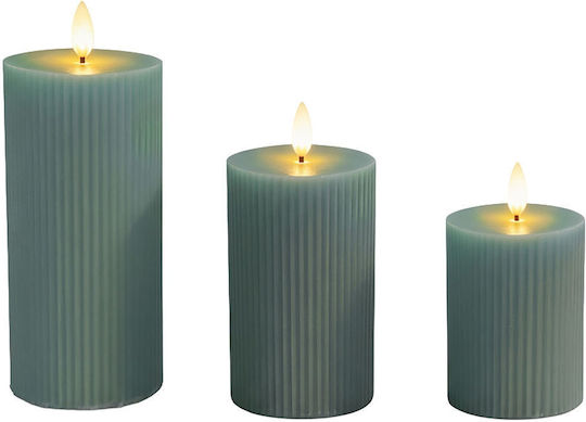 Relaxdays Dekoratives Tischlicht LED Wachs-Politur 3 Stück
