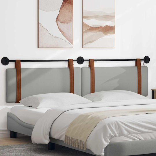 vidaXL Leather Gray Bed Headboard Cushion 210x55cm