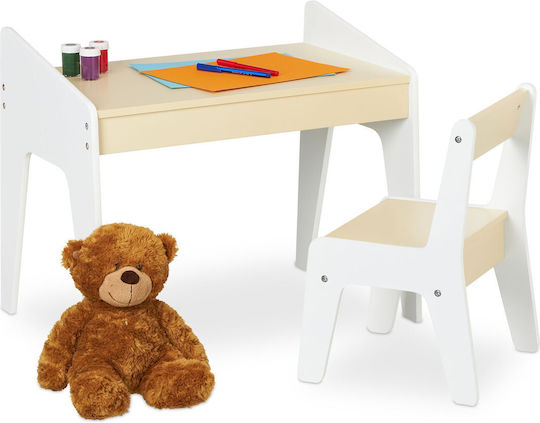 Set Masă pentru Copii cu Scaune Bej Relaxdays