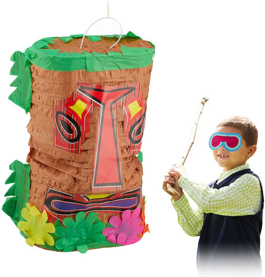 Relaxdays Tiki Piñata Mehrfarbig 47x30x20cm Partys