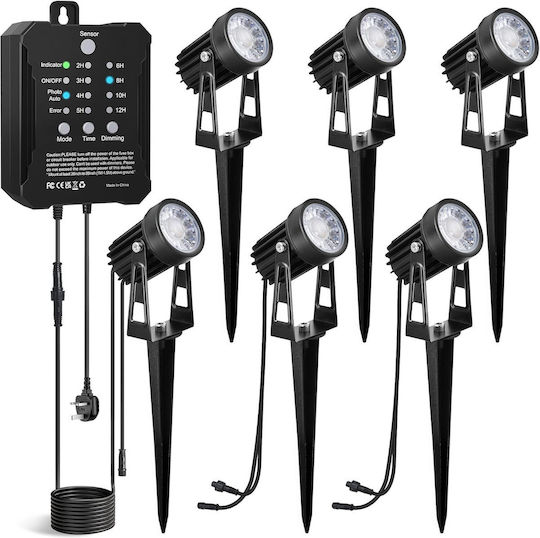 Garden Set 6 Lampi Solare 3W Alb Cald 3000K cu Senzor de Mișcare IP65