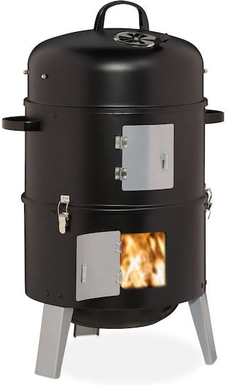 Relaxdays Holzkohlegrill mit Thermometer und Raucher