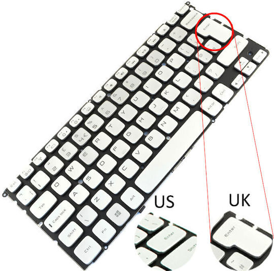 Tastatură Laptop Dell Xps 15z Argintie Retroiluminată Layout Engleză (UK)