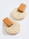 Earrings Raffia Wooden Detail Beige