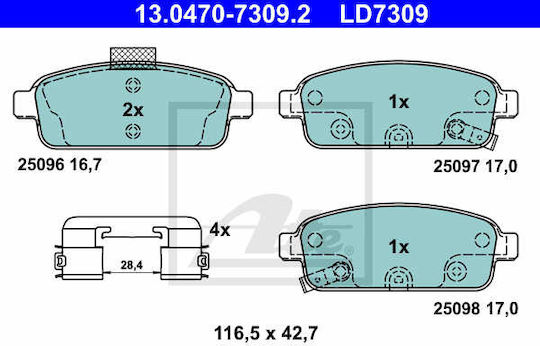 Set Plăcuțe de Frână Disc Ate 13.0470-7309.2