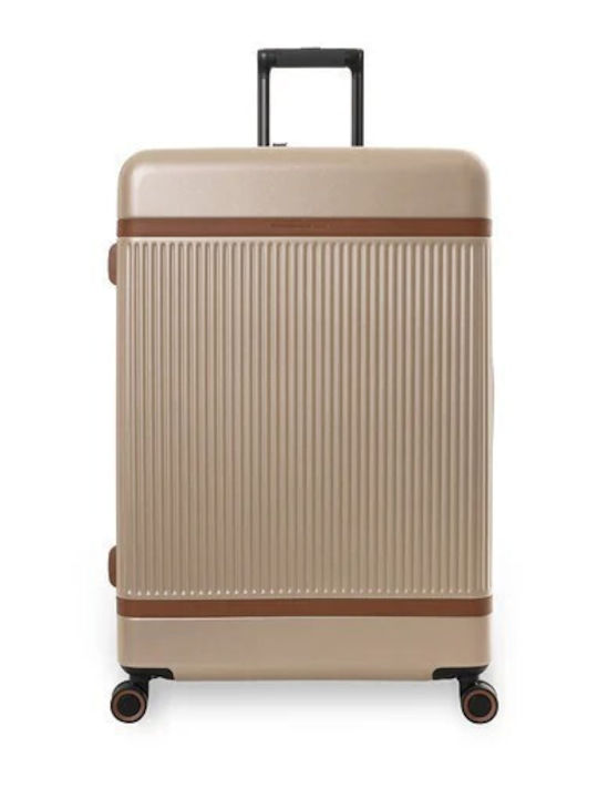The Chesterfield Brand Large Hard Travel Suitcase Champagne with 4 Wheels Height 75cm