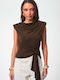 Women's Sleeveless Top Dark Brown