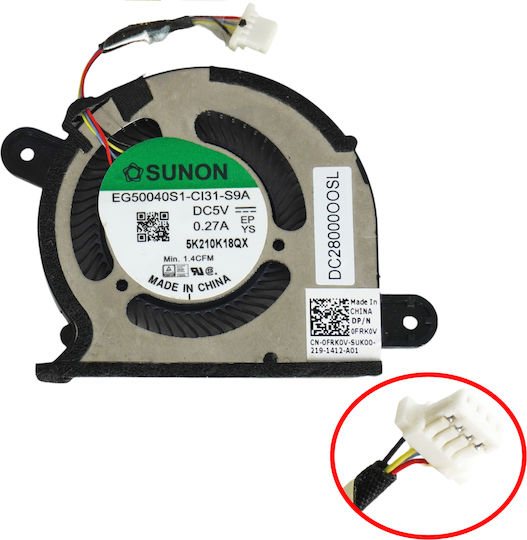 Ανεμιστηράκι Laptop Cpu Cooling Fan Dell Xps 13 9300 9310 Right Side Frk0v 0frk0v Dc28000oosl Eg50040s1-ci31-s9a 4pin Κωδ.81667
