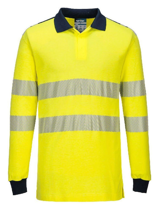 Pw3 Modaflame Flame Resistant T-shirt En Iso 20471 Class 3 Size S Yellow Navy R