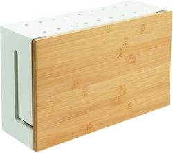 Relaxdays Bamboo Kabelbox Deckel Weiß Hellbraun