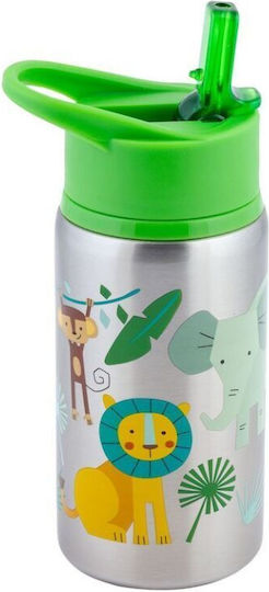 Stephen Joseph Zoo Kids Stainless Steel Water Bottle Gray