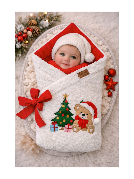 SteweHome Nursery Swaddling Cotton Ecru Blanket with Animal 100x100cm