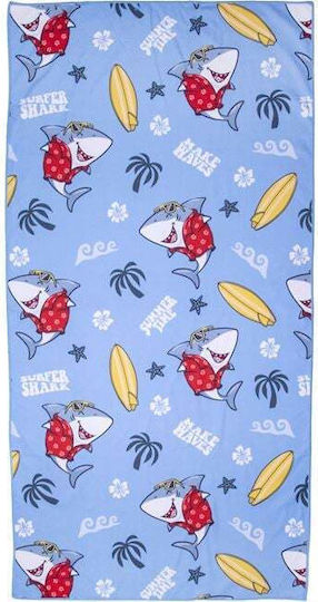 Vacation Time Kinder-Strandtuch Microfaser Hellblau Haie 75x150cm
