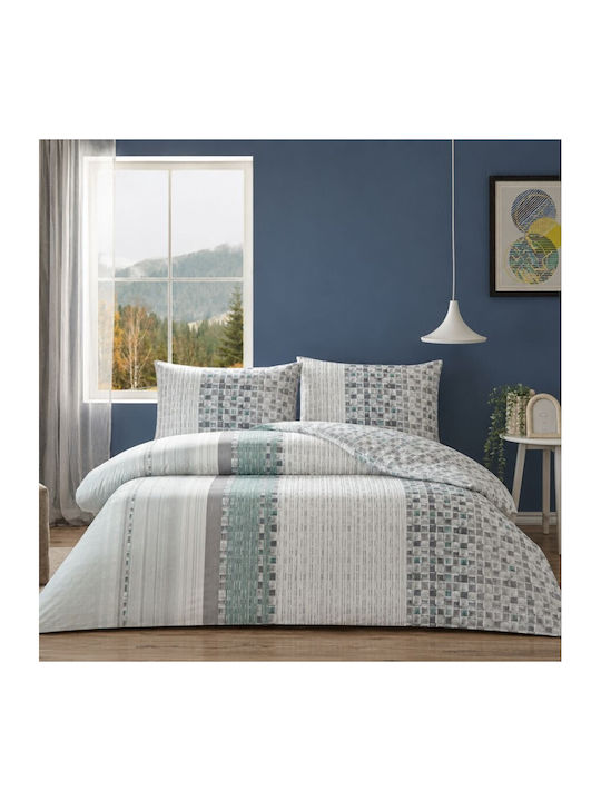 Tac Set Huse Pentru Pilote 200x220cm Dublu Cu 2 Fețe De Pernă Și 1 Cearceaf Gri