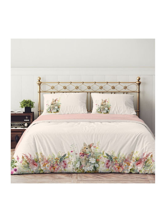 Lenjerii Deosebite Set Huse Pentru Pilote 100% Bumbac 200x220cm Dublă Cu 2 Fețe De Pernă Și 1 Cearceaf Roz