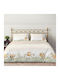 Lenjerii Deosebite Set Huse Pentru Pilote 100% Bumbac 200x220cm Dublu Cu 2 Fețe De Pernă & 1 Cearceaf Londy