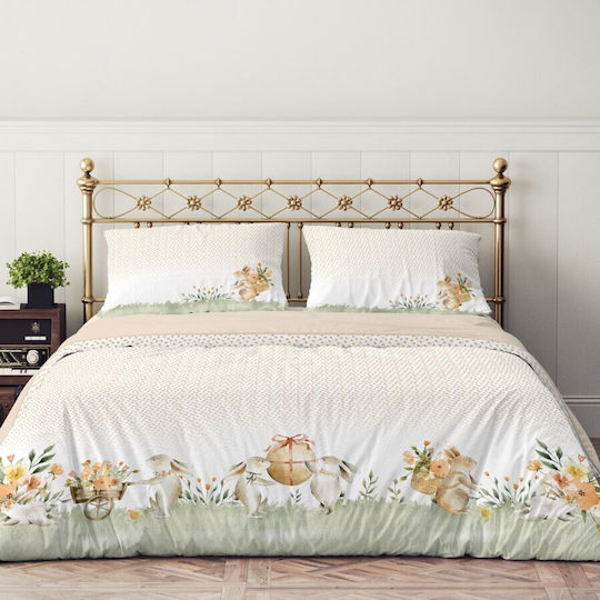 Lenjerii Deosebite Σετ Παπλωματοθήκη Βαμβακερή 200x220cm Διπλή με 2 Μαξιλαροθήκες & 1 Σεντόνι Londy
