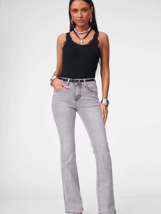 Decoro Women's Jeans Pants Flared Gray