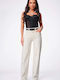 Women's Jean Pants in Wide Leg Style Beige