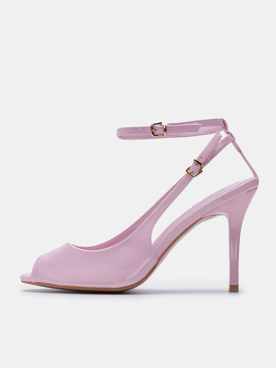 Decoro Peep Toe Γόβες με Λουράκι Ροζ