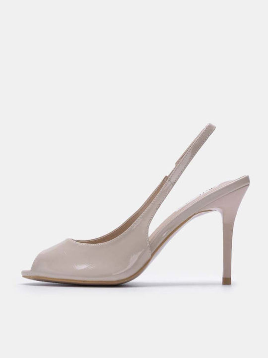 Decoro Peep Toe Γόβες από Λουστρίνι Μπεζ