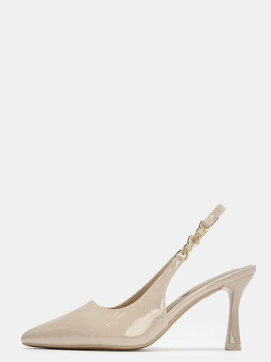 Decoro Decoro Pumps Aus Lackleder Beigemuster