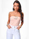 Decoro Damen-Bodysuit Strapless Agrafá Rosa Zart