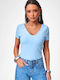 Decoro Damen-Bodysuit Mit Tiefem Ausschnitt Hellblau