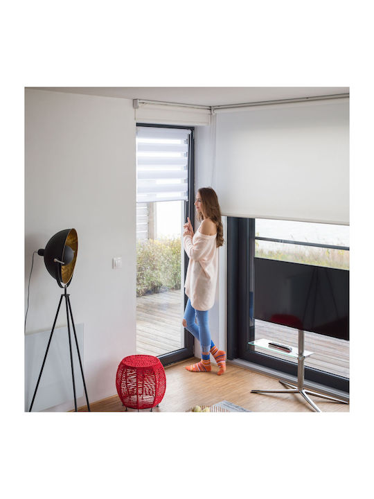 Relaxdays Rolete Geam Scurtare Semi-Blackout Dublu Alb Lățime 90xÎnălțime 156cm 10021306_728