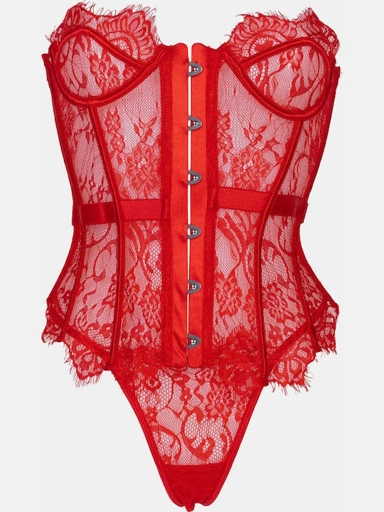 Decoro Lace Women's Underwear Set with Red Slip