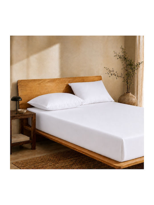 My Home Luxury Set Bed Sheet with 1 Pillowcase for Single Bed with Rubber Hugger 100x200+30cm White (2pcs)