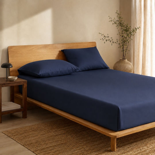 My Home Luxury Set Cearceafuri De Pat Single 3 Bucăți 100x200+30cm Cu Hugger Din Cauciuc Albastru Închis My Home Luxury Set Cearceafuri De Pat Single 3 Bucăți 100x200+30cm Cu Hugger Din Cauciuc Albastru Închis