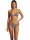 Set Bikini Τριγωνάκι Ριγέ Λευκο-γκρι-μαυρο