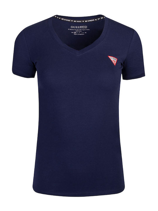 Guess Γυναικεία Μπλούζα Βαμβακερή Navy