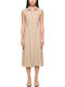 Sommer Midi Hemdkleid Beige