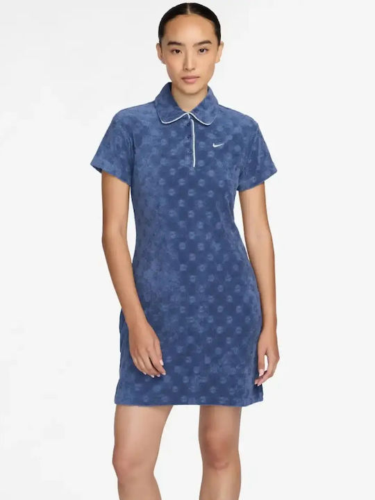 Sportswear Sommer Mini Damenkleid Blau