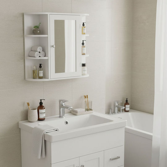 Relaxdays 10052164 Badezimmerspiegel mit Schrank 58x61cm Weiß