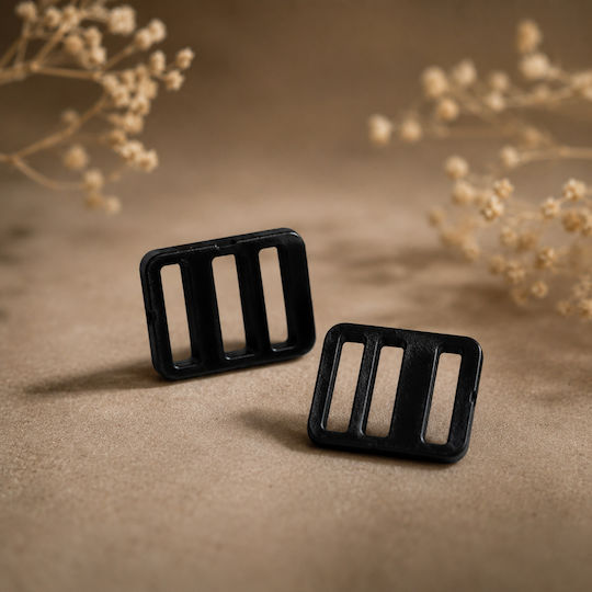 Black Plexi Glass Clasp 14x17mm 6 Pieces 21-22