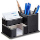 Relaxdays Stifthalter Synthetisches Leder 4 Fächer Schwarz 10x18,5x11 cm