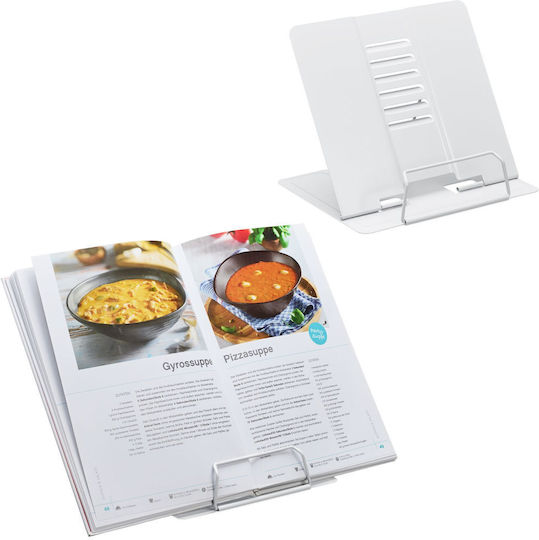 Relaxdays Set 2 Height-adjustable Book Stands White 18x16.5x21 Cm
