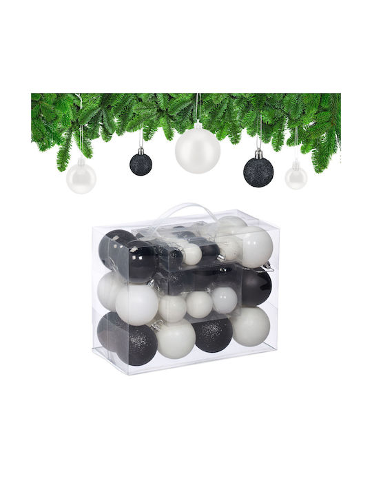Relaxdays Set Ornamente De Crăciun Alb Negru Diverse Mărimi Plastic 4x3cm 5x4cm 7x6cm