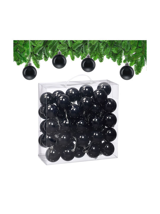 Set 50 Christmas Baubles Relaxdays Black Silver...