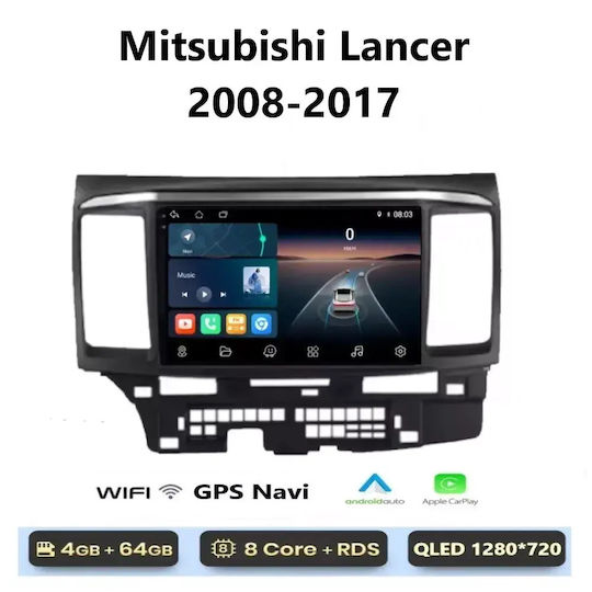 Ηχοσύστημα Αυτοκινήτου για Mitsubishi Lancer 2008-2017 (Bluetooth/USB/WiFi/GPS/Apple-Carplay/Android-Auto) με Οθόνη Αφής 9"