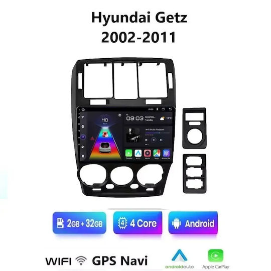 Car Audio System for Hyundai Getz 2002-2011 Bluetooth USB WiFi GPS Apple CarPlay Android Auto with 9" Touch Screen