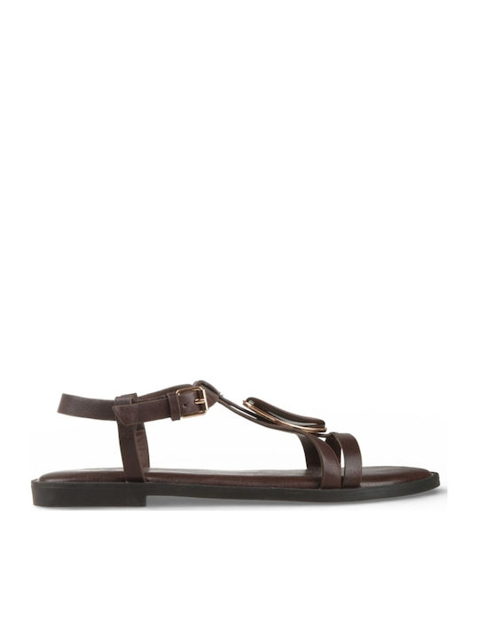 Damen Flache Sandalen Braun